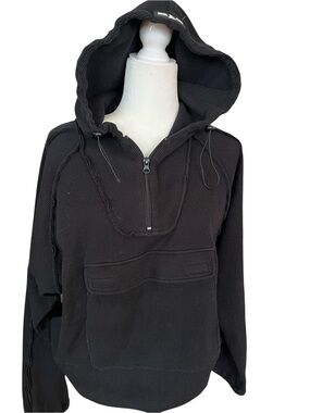 Sisters + Seekers UK Brand Black Utility Style Waffle-  Knit Hoodie Size Medium